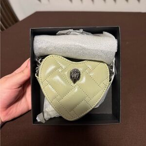 Kurt Geiger Heart-Shaped Quilted Crossbody Bag in Light Green